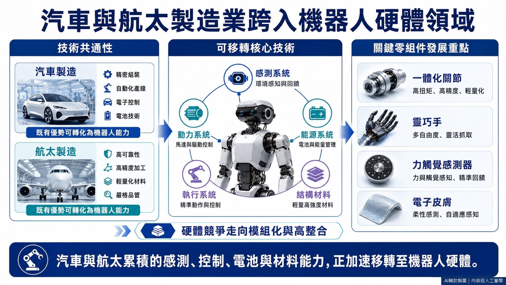 汽車與航太製造業跨入機器人硬體領域